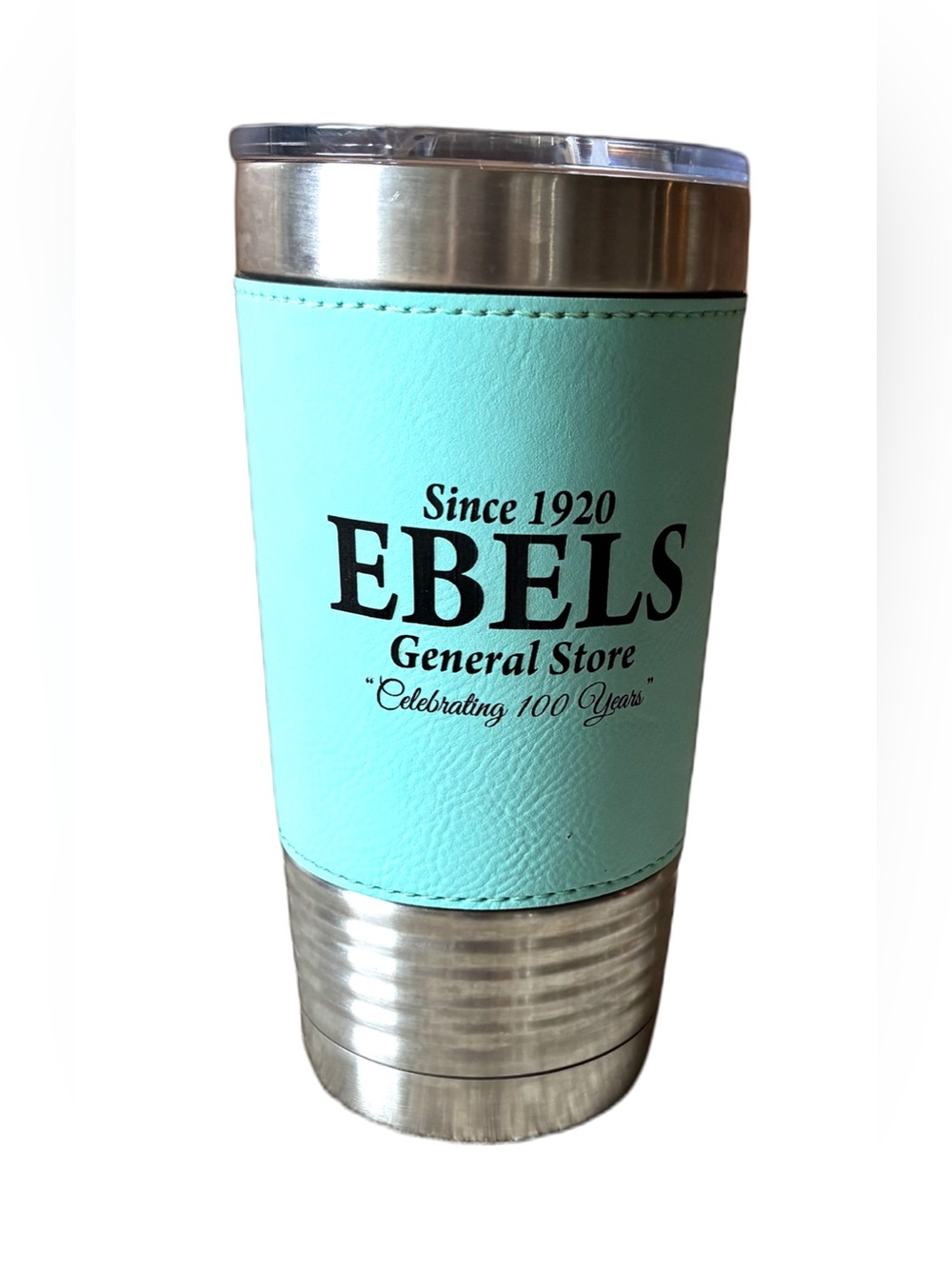 Polar Camel Insulated Tumbler with Lid, Aqua Leather Look Grip